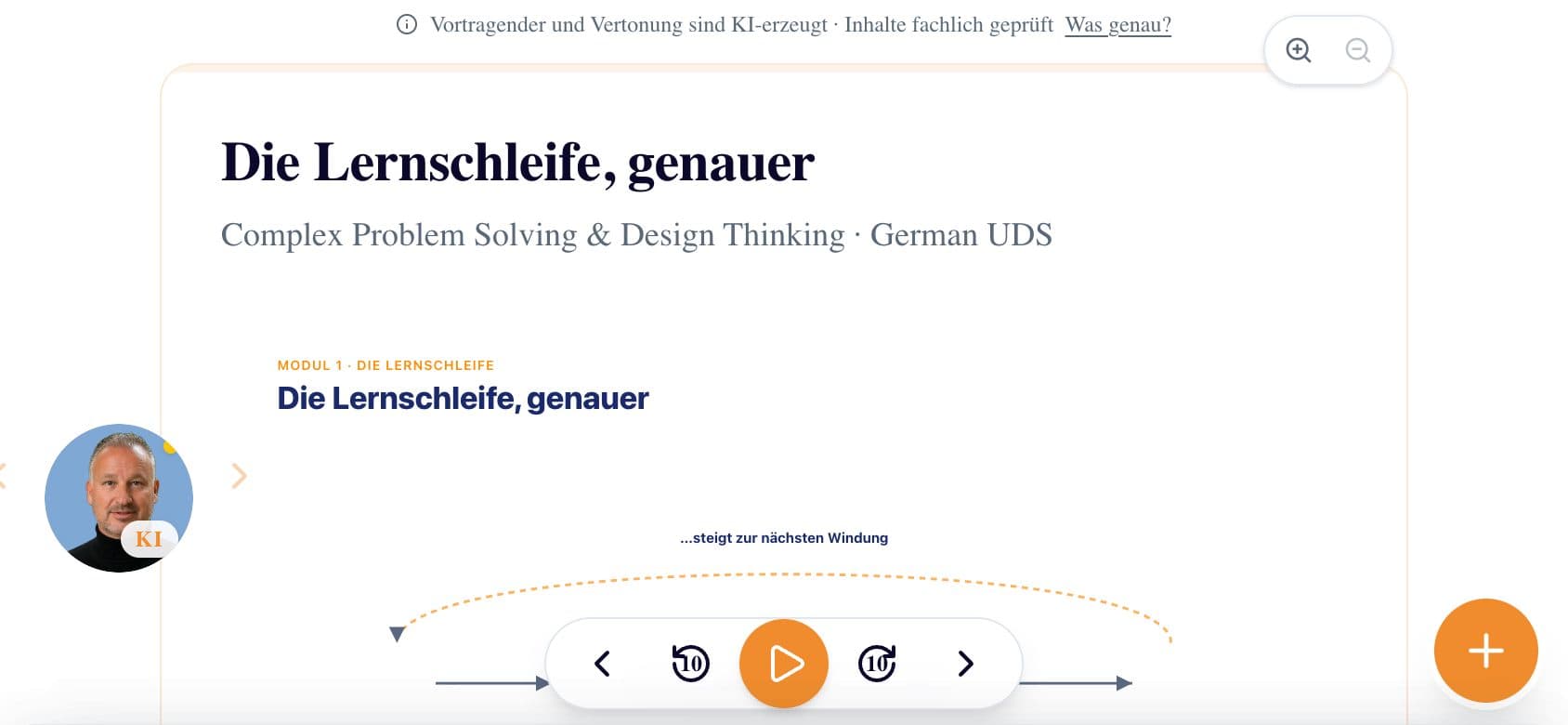 Kursplayer auf dem Handy, quer