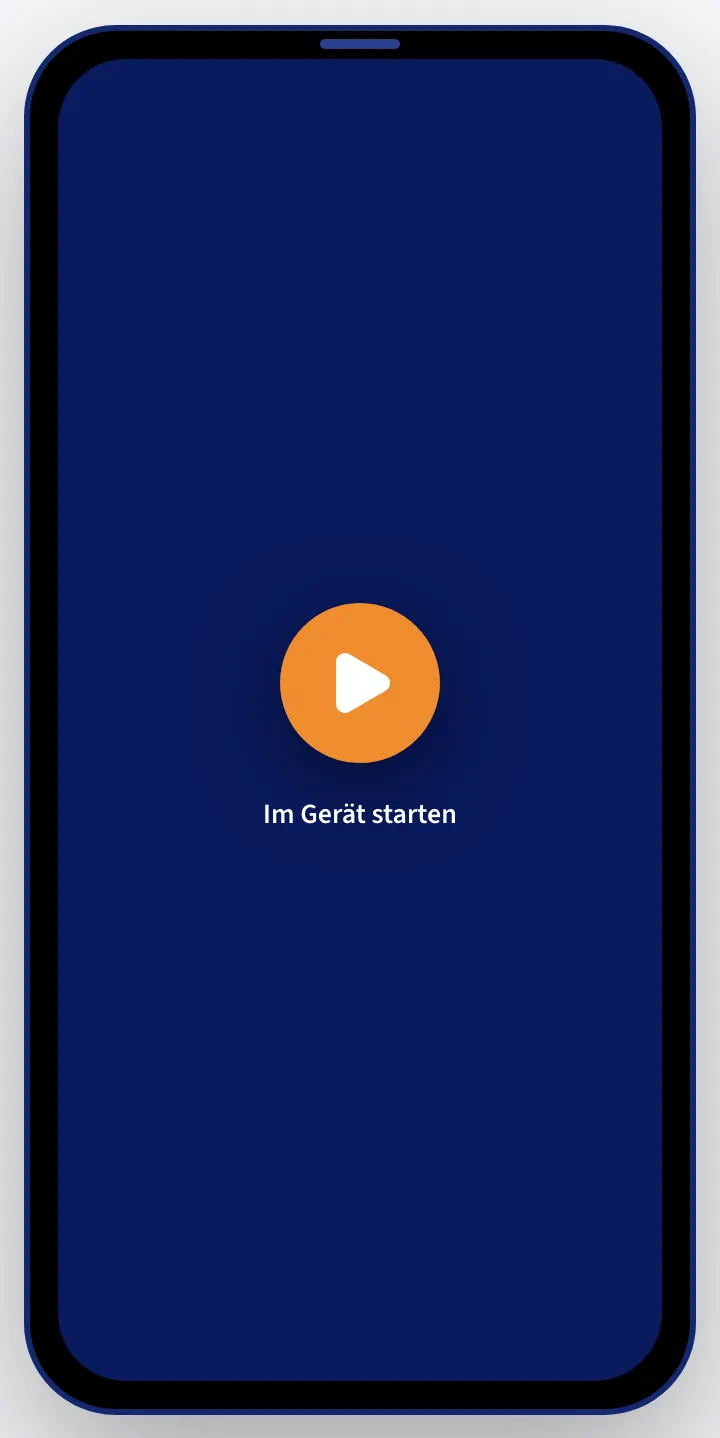 Der Kurs im Gerät: Folie von Rand zu Rand, der Sprecher als kleine Blase, unten die Transportleiste.